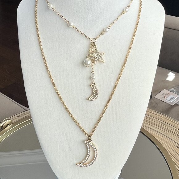 J.crew Stars and moons necklace Double Strand Necklace 24" plus extender - Picture 2 of 4